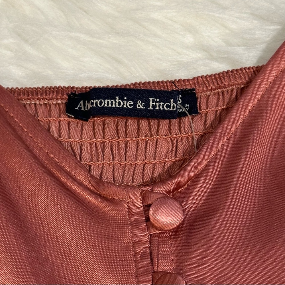 NWT Abercrombie & Fitch Button-Up Mini Satin Slip Dress Size Small - Picture 7 of 15